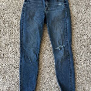GAP Blue Skinny Jeans with Modern Distressing